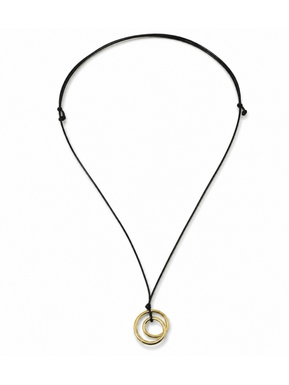 Black Cord Double Gold Ring Necklace MM-01947